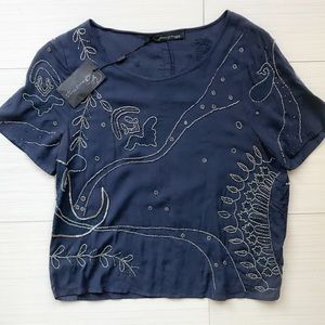 Patterson J Kincaid Embroidered Blue Blouse